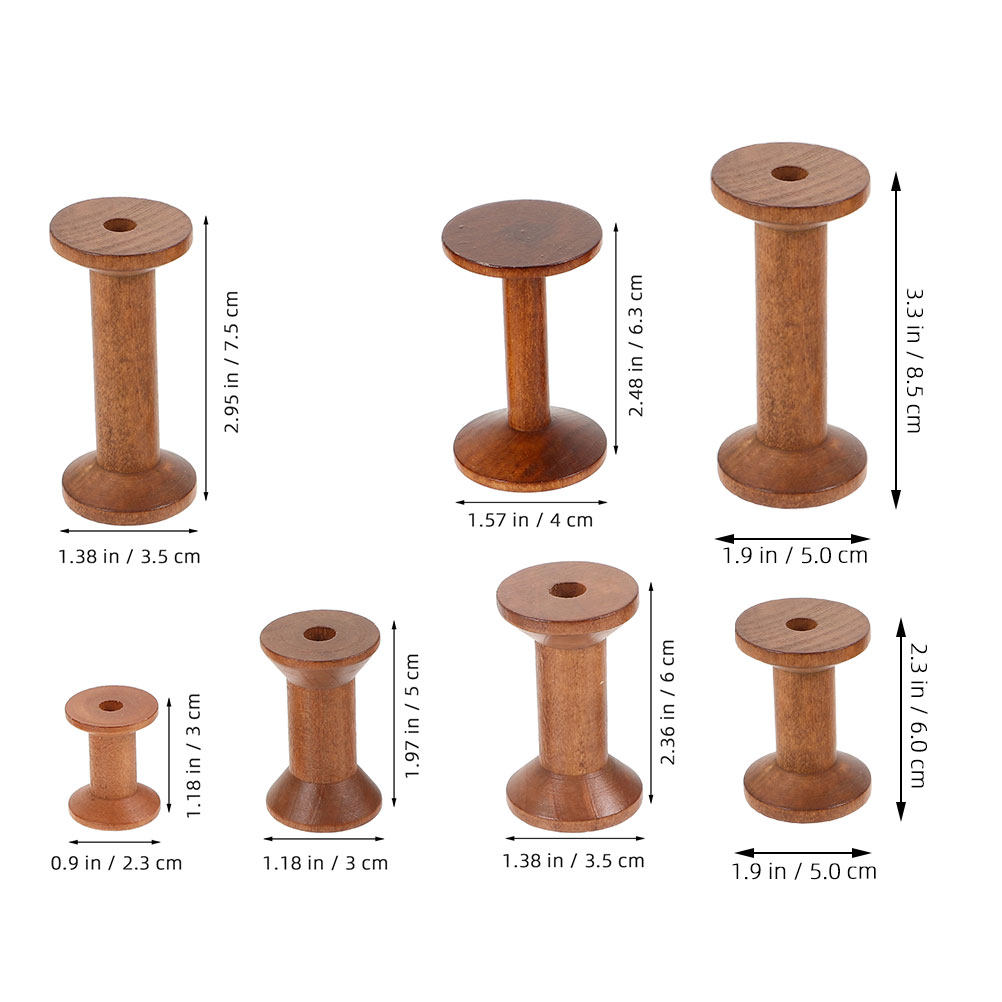 7Pcs Wooden Thread Spools Vint - Embroidery Craft review and price