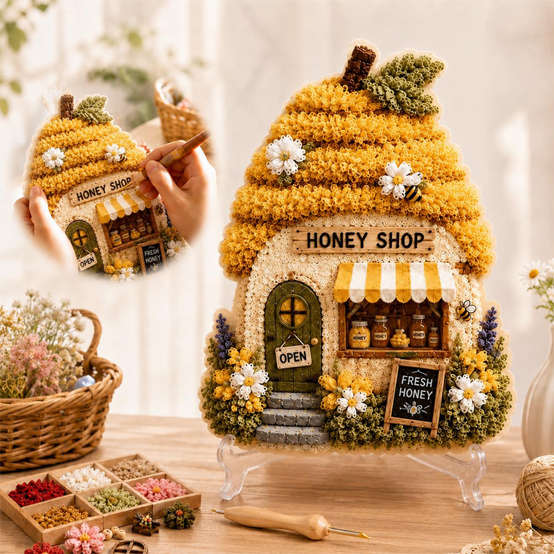 3D Mushroom House Poke Art DIY - Embroidery Craft review and price