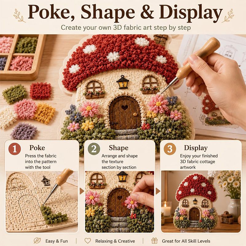 3D Mushroom House Poke Art DIY - Embroidery Craft review and price