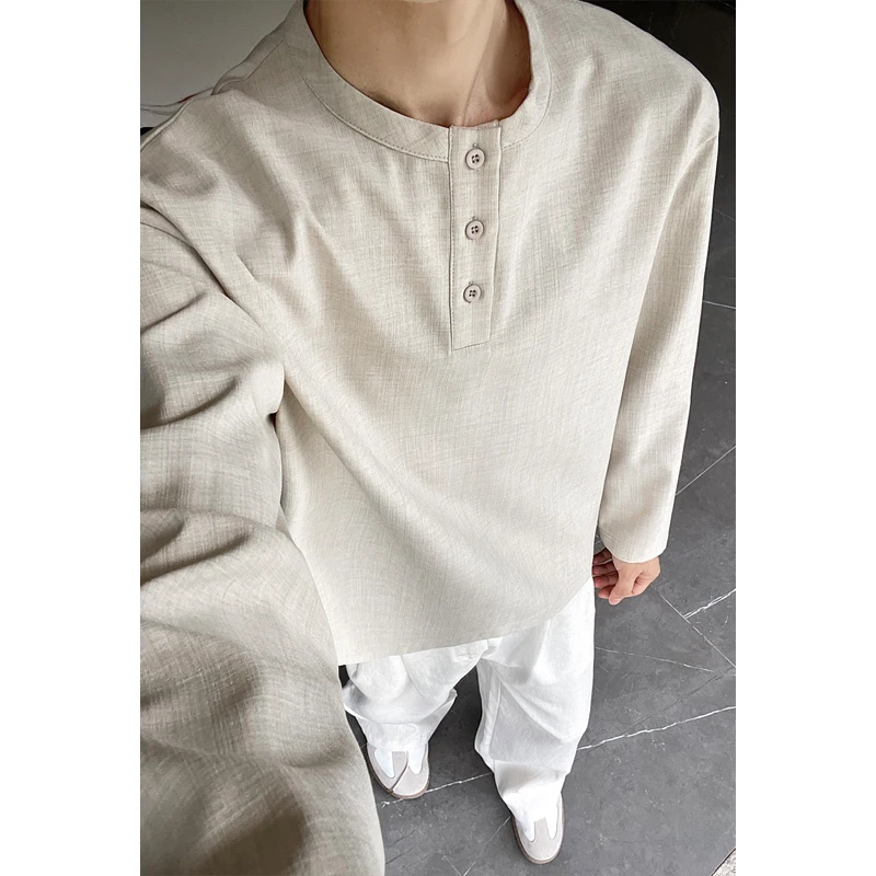 Mens Casual Faux Linen Henley  - Embellish Knit review and price
