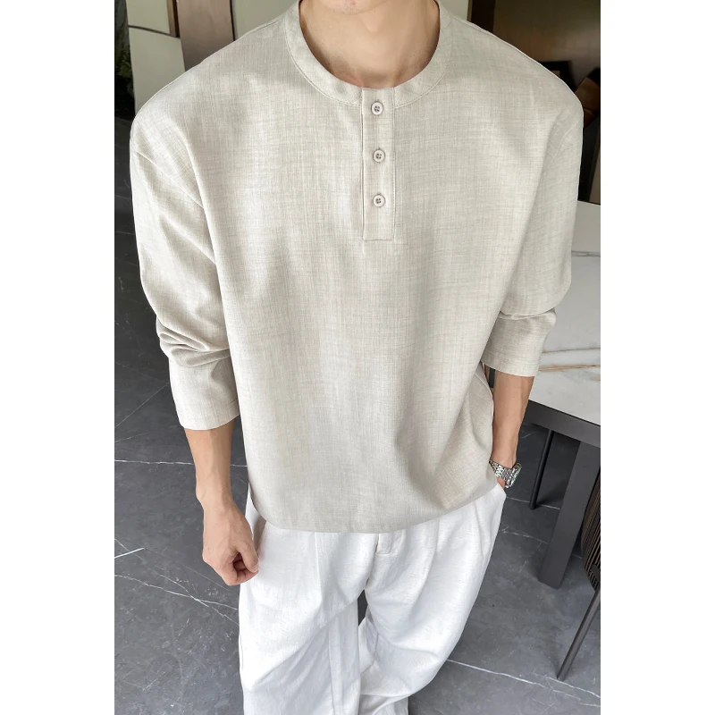 Mens Casual Faux Linen Henley  - Embellish Knit review and price