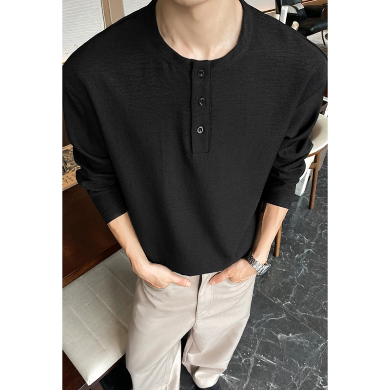 Mens Casual Faux Linen Henley  - Embellish Knit review and price