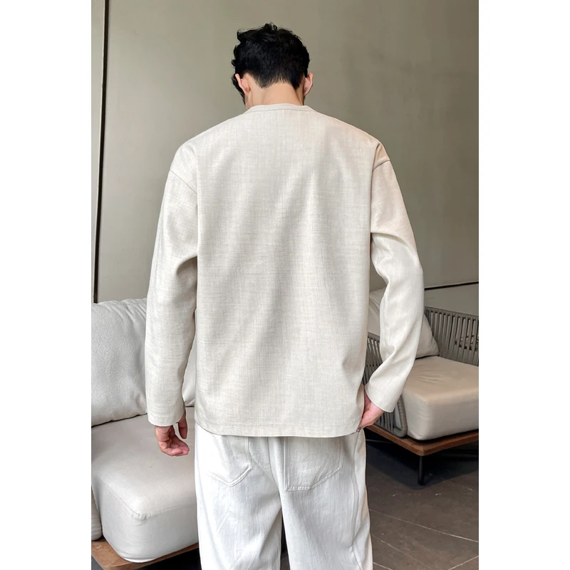 Mens Casual Faux Linen Henley  - Embellish Knit review and price