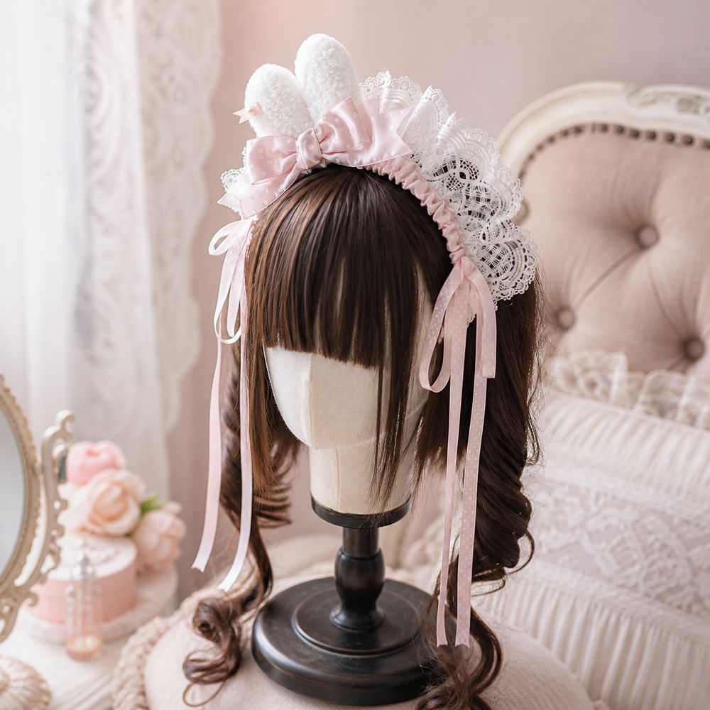 New Polka Dot Bow Bunny Ear He - Lace Ribbon Trim review and price