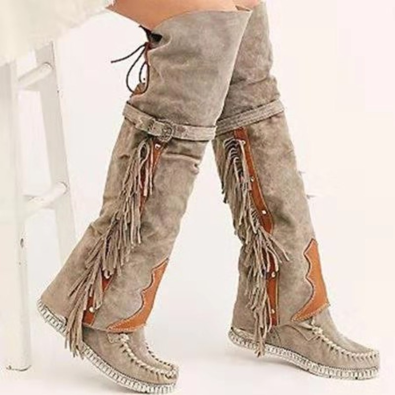 2026 New Womens Over The Knee  - Tassel Fringe Trim review and price
