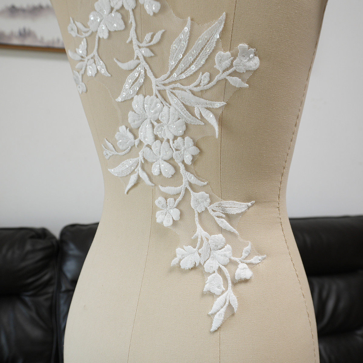 White Floral Leaf Sequins Appl - Embellish Craft review and price